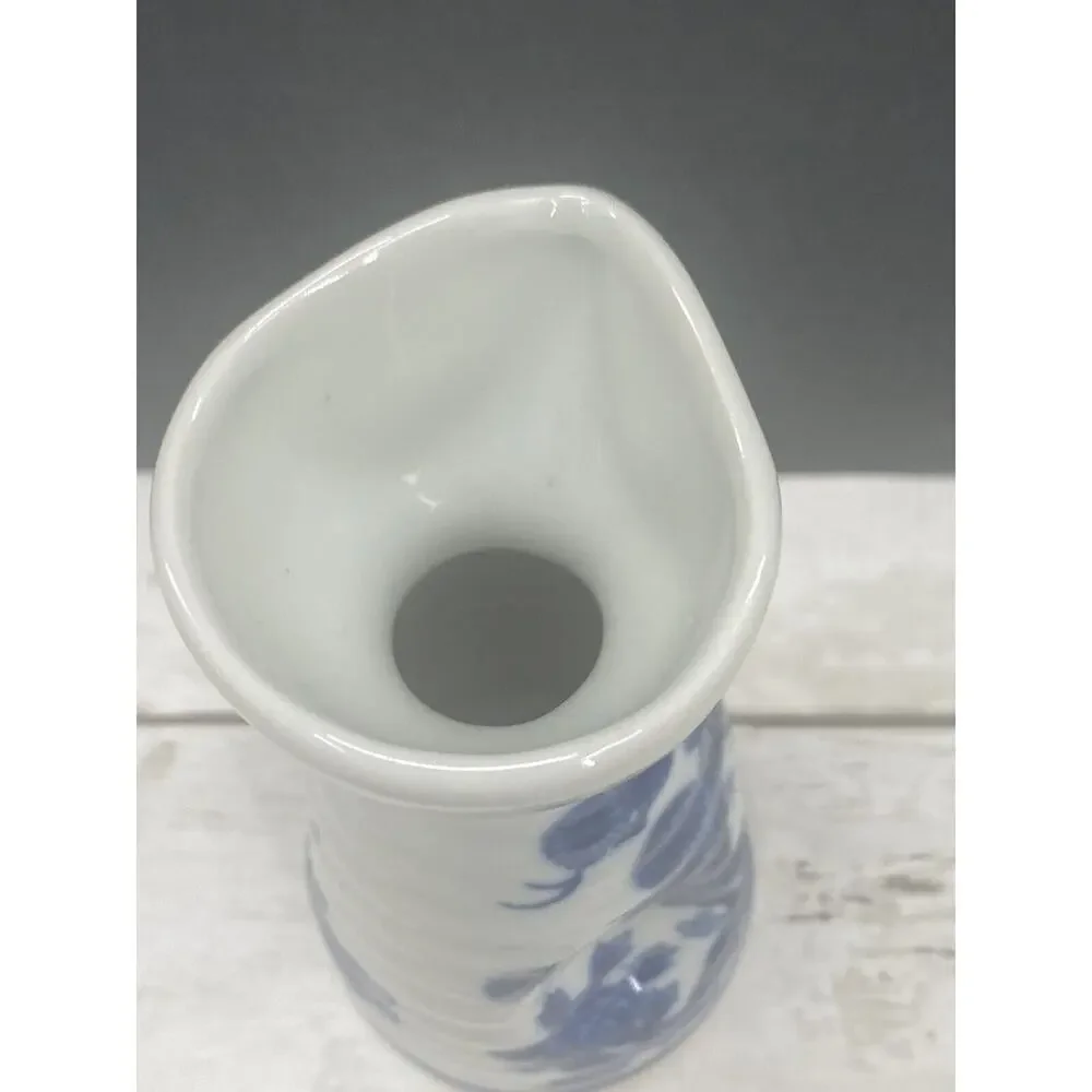 Small Antique Japanese Blue and White Porcelain Sakura Tree Sake Bottle